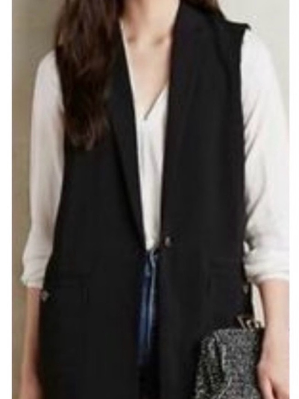 Cartonnier Black Sleeveless Long Over-sized Vest